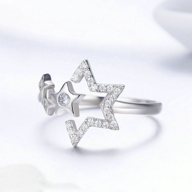 WHITE ZIRCON SILVER RING - METEOR